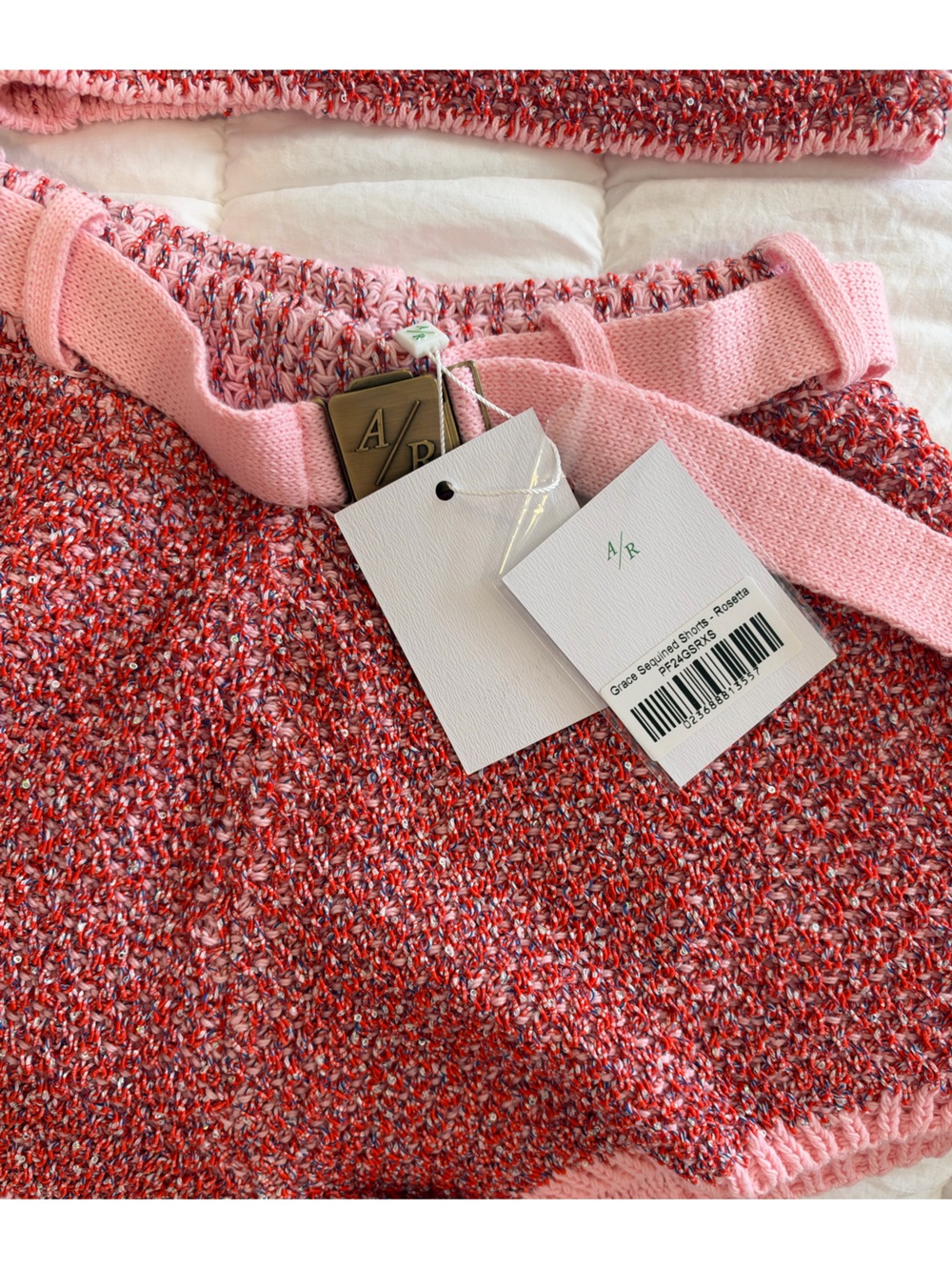 Asta Resort Grace Sequined Shorts- Rosetta | Pink Tweed Knit Women's Shorts